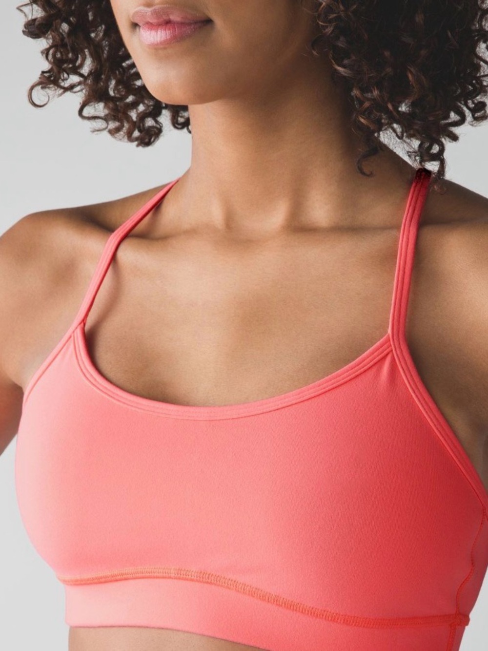 Lululemon Flow Y Sports Bra in Grapefruit